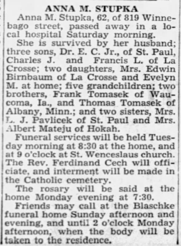 Clipping from The La Crosse Tribune